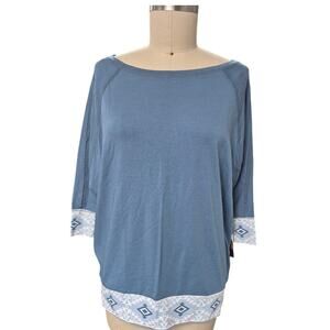 VTG NWT Pendleton Cotton Blend Blue Tunic Top Southwestern Trim Sz L